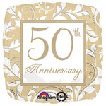 Gold Elegant Scroll 50th Anniversary 18″ Balloon