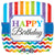 Happy Birthday Bright Stripe & Chevron 18″ Balloon