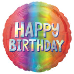Happy Birthday Silver Ombre 18″ Balloon