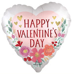 Happy Valentine's Day Satin Romantic Flowers 18″ Balloon