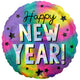 Iridescent Happy New Year Stars 18″ Balloon