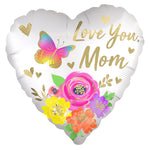 Love You Mom Satin Floral 18″ Balloon