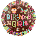 Owl Hippie Chick Birthday Girl 18″ Balloon