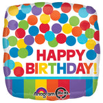 Primary Rainbow Birthday 18″ Balloon