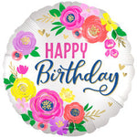 Satin Artful Floral Birthday 18″ Balloon