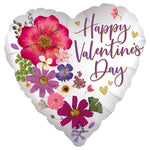 Satin Happy Valentine's Day Pressed Flowers 18″ Balloon