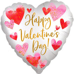 Satin Watercolor Happy Valentine's Day 18″ Balloon