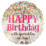 Sprinkles On Top Birthday 18″ Balloon