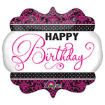 Pink, Black, White Birthday 25″ Balloon