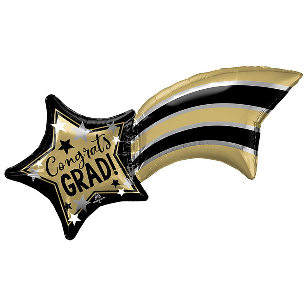 Gold, Silver, & Black Grad Shooting Star 27″ Balloon – instaballoons ...
