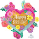Happy Birthday Painted Flowers 27″ Balloon