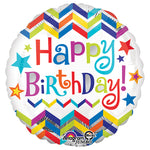 Happy Birthday Chevron Star 28″ Balloon