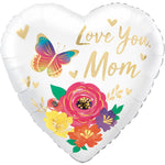 Love You Mom Satin Floral 28″ Balloon