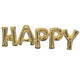 30″ Block Phrase "happy" White Gold (air-fill Only)
