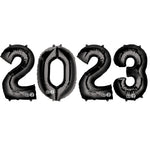 Black 2023 Number Bunch 34″ Balloons