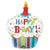 Happy Birthday Striped Cupcake 36″ Balloon