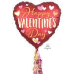 Happy Valentine's Day Lined With Gold 84″ Balloon