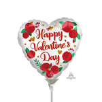 Satin Infused Happy Valentine's Day Roses Mini Shape (air-fill Only) 9″ Balloon