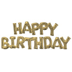 Block Phrase ″Happy Birthday" White Gold Balloon (Air-fill Only)