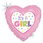Baby Girl Dots Heart 18″ Balloon