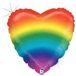 Glitter Rainbow Heart 18″ Balloon