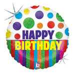 Happy Dots Birthday Stripes 18″ Balloon