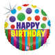 Happy Dots Birthday Stripes 18″ Balloon