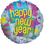 Happy New Year Celebration Holographic 18″ Balloon