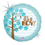 It's A Boy Baby Owl 18″ Balloon