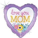 Love You Mom Flowers 18″ Balloon