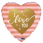 Rose Gold Stripes I Love You 18″ Balloon