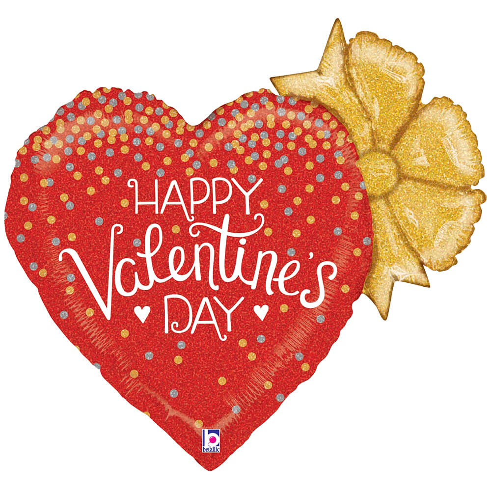 Glittering Valentine Heart Mylar Balloon