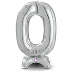 Silver Number 0 Standups 25″ Balloon