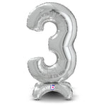 Standups Number 3 - Silver (air-fill Only) 25″ Balloon