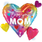 Opal Colorful Love You Mom Heart 28″ Balloon