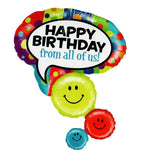 Happy Birthday From Us All Smiley Faces 42″ Balloon