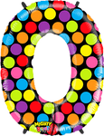 Neon dots Number 0 34" Balloon