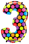 Neon dots Number 3 34" Balloon