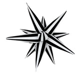 Black and White Striped Starburst 40″ Foil Balloon by Burst Party Co from Instaballoons