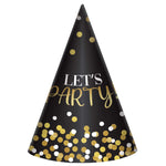 Black & Gold Birthday Cone Hats by Amscan from Instaballoons