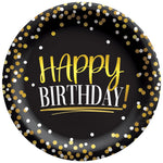 Black & Gold Birthday Paper Plates 7″ by Amscan from Instaballoons