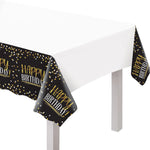 Black & Gold Birthday Tablecover by Amscan from Instaballoons