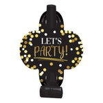 Black & Gold Let's Party Birthday Blowouts by Amscan from Instaballoons