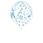Clear with Light Blue Confetti 12″ Latex Balloons by Unique from Instaballoons
