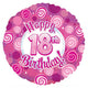 Happy 18 Birthday Pink Dazzleloon 17″ Balloon