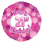 Happy 21 Birthday Pink Dazzleloon 17″ Balloon