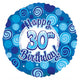 Happy 30 Birthday Blue Dazzleloon 17″ Balloon