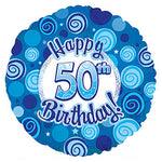 Happy 50 Birthday Blue Dazzleloon 17″ Balloon