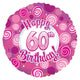 Happy 60 Birthday Pink Dazzleloon 17″ Balloon