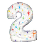 Number 2 - Multi-colored Sparkle 38″ Balloon